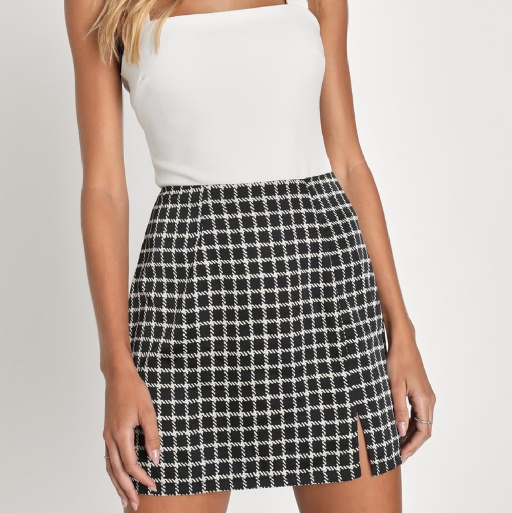 Lulus Satin Plaid Mini Skirt